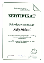 Zertifikat Silke Huberti